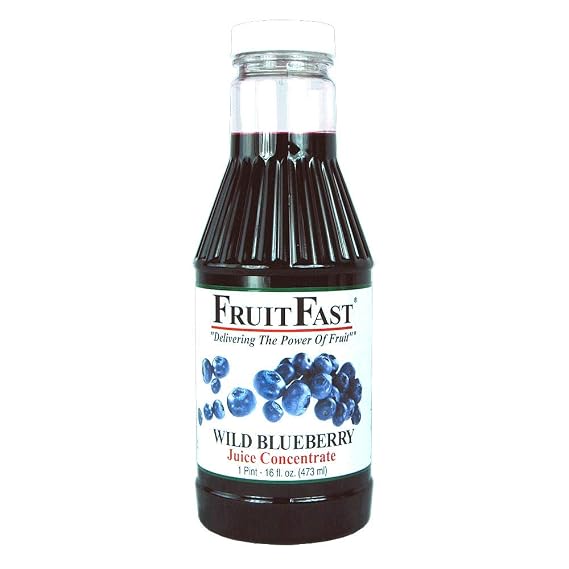 100% Pure Wild Blueberry Juice Concentrate by FruitFast - Unsweetened, Non-GMO, Gluten and BPA Free, Kosher Certified Fruit Juice Concentrate - Promotes Healthy Brain Function* (16 Ounce)