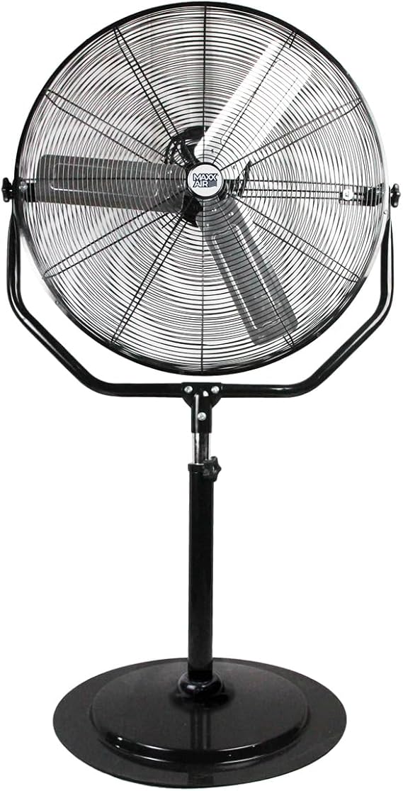 Maxx Air Industrial 30" Pedestal Fan, Powerful Heavy Duty Commercial Fan for Warehouses, Factories, and Large Spaces, Adjustable Height, Durable Construction, High Velocity Air Circulation