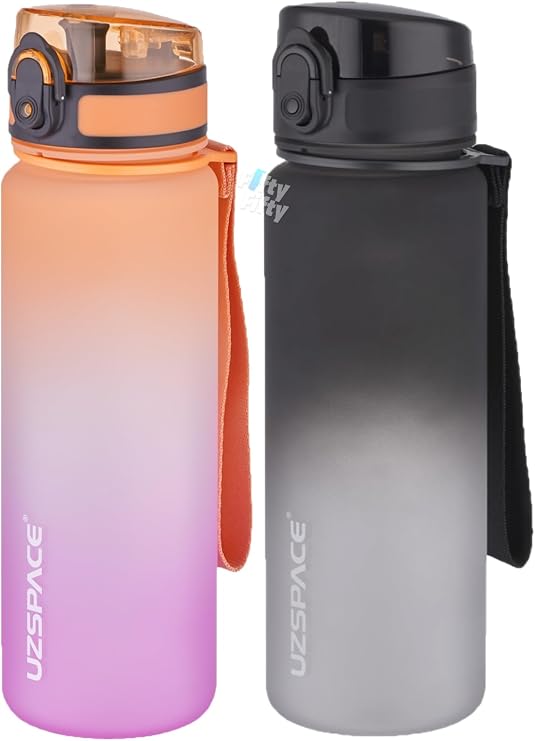 Uzspace 2'li Tritan Matara Seti 500ml Çift Renk Softtouch FF Collection Tritan Su Matarası