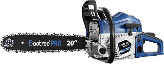 62cc 2-Cycle 20 Inch Gas Chainsaw for Tree Cutting, Firewood, Logging