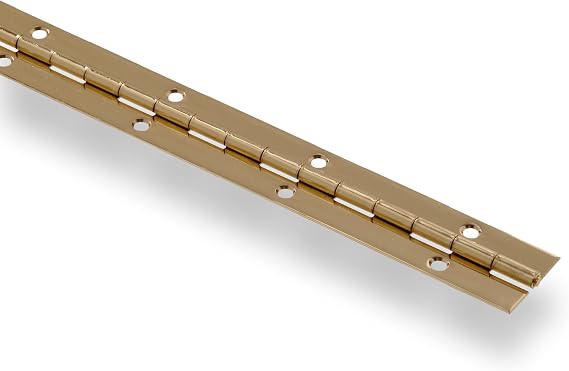 Hillman Brass-Finish Steel Continuous Piano Hinge, 36 x 1-1/2 In