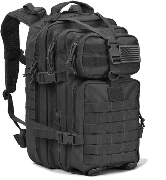 REEBOW GEAR Tactical Backpack for Men Army Molle Military Style Assault Pack Bug Bag Backpacks Daypack (34L Black)