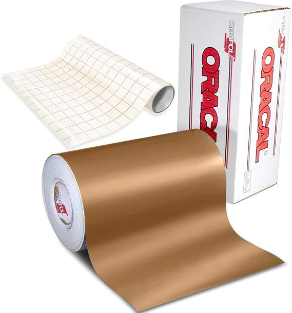 ORACAL 631 Matte Copper Adhesive Craft Vinyl for Cameo, Cricut & Silhouette Including Free 12" x 24" Roll of Clear Transfer Paper (6ft x 12")