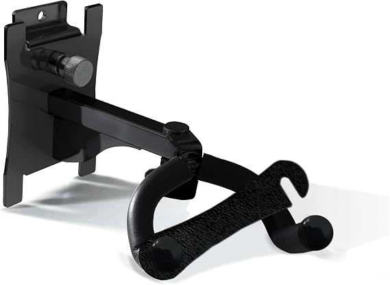 DLDIRECT 3-Inch Black Guitar Hanger with Locking Arm - Compact Steel Wall Mount with Soft Foam for Guitars and Banjo