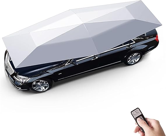 Car Umbrella for Roof,Folding Portable Car Protection,Fully Automatic Cars Cover Waterproof,Automatic Cars Umbrella Sun Shade Cover Remote Control,Waterproof All Weather (Silver Gray, 4.2m/165'')