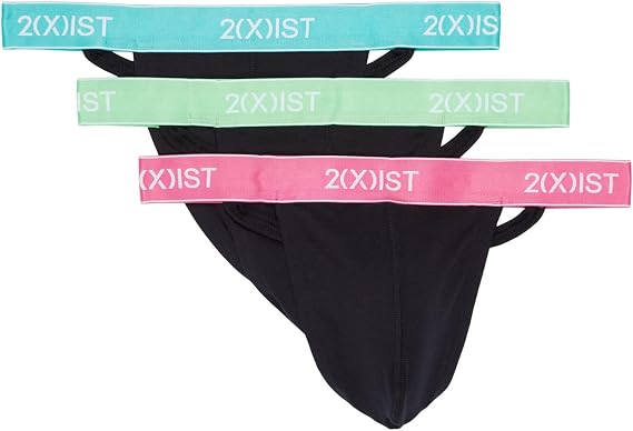 2(X)IST Cotton 3-Pack Thong Turquoise/Summer Green/Carmine Rose MD