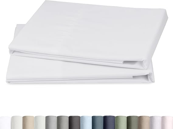 California Design Den 100% Egyptian Cotton Pillow Cases Standard Size | Certified Crisp & Breathable 2 Percale Pillowcases Fits Standard & Queen Pillows, Envelope Closure, Backed by GH Seal - White