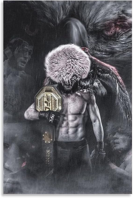 Boxing Fight Superstar Khabib Nurmagomedov Poster 4 Canvas Art Poster and Wall Art Picture Print Modern Family Bedroom Decor Posters 1624inch(4060cm)
