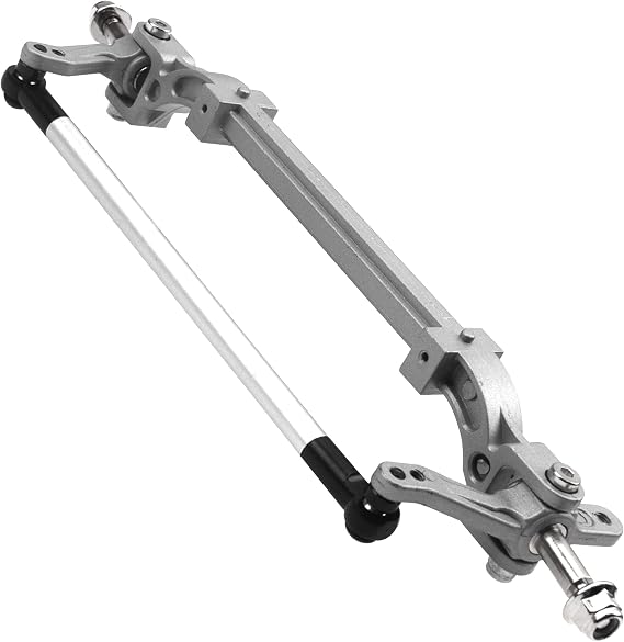 Metal Front Axle Steering Link Rod Pole Wheel Axle Compatible with Tamiya 1/14 RC Tractor Truck (Silver)