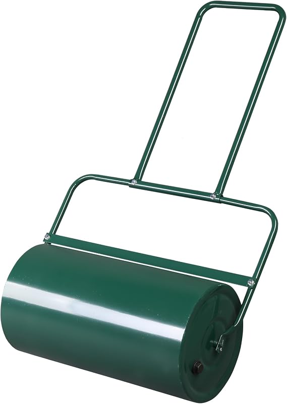 Lawn Roller, Push/Tow Behind Sod Roller with U Shaped Handle, Water and Sand Filled Garden Drum Roller for Garden, Lawn, Backyard (24, Green)