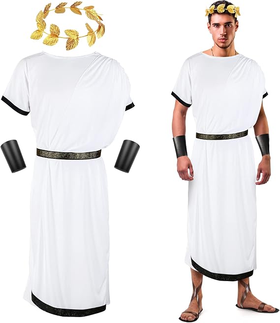 SATINIOR 4 Pcs Greek Toga Costume Men Halloween