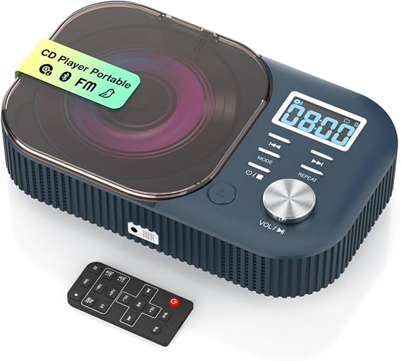 MONODEAL CD Player Portable, White Noise Portable CD Player with Bluetooth