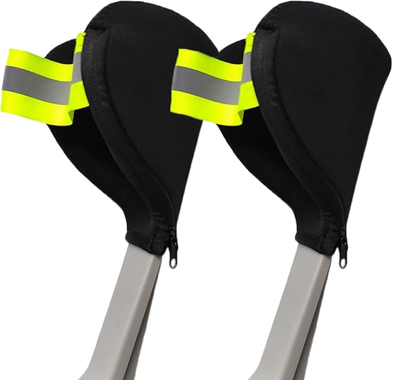 Forearm Crutch Pads with Reflective Strip - Open Cuff Elbow Crutch Covers for Elderly, Disabled, Arthritis, Stroke Patients, 2 Pack
