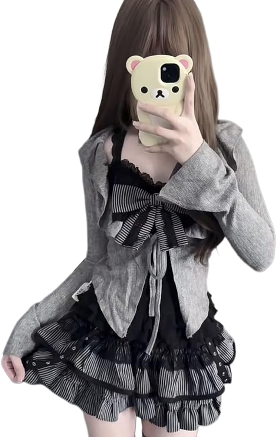 Kawaii Clothes Long Sleeve Lolita Sweater Coquette Top Women 2000s Clothes 90s Fashion Cute Bow Ruffle Lace Shirt