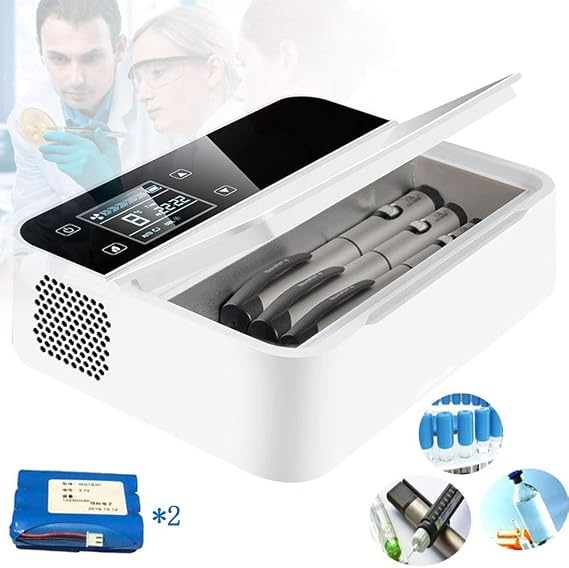 Mini Medicine Refrigerated Box, Insulin Cooling Case, Travel, Home, Portable Car Refrigeration Case/Small Travel Box for Medication,Twobatteries