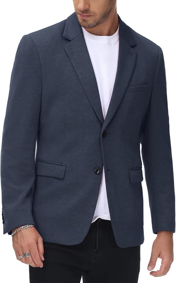 PJ PAUL JONES Men's Herringbone Tweed Blazer Vintage Wool Blend Two Button Sport Coat Jacket with Pockets