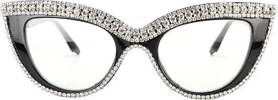 Cat Eye Reading Glasses Bling Rhinestone Magnified Blue Light Blocking Reader Glasses