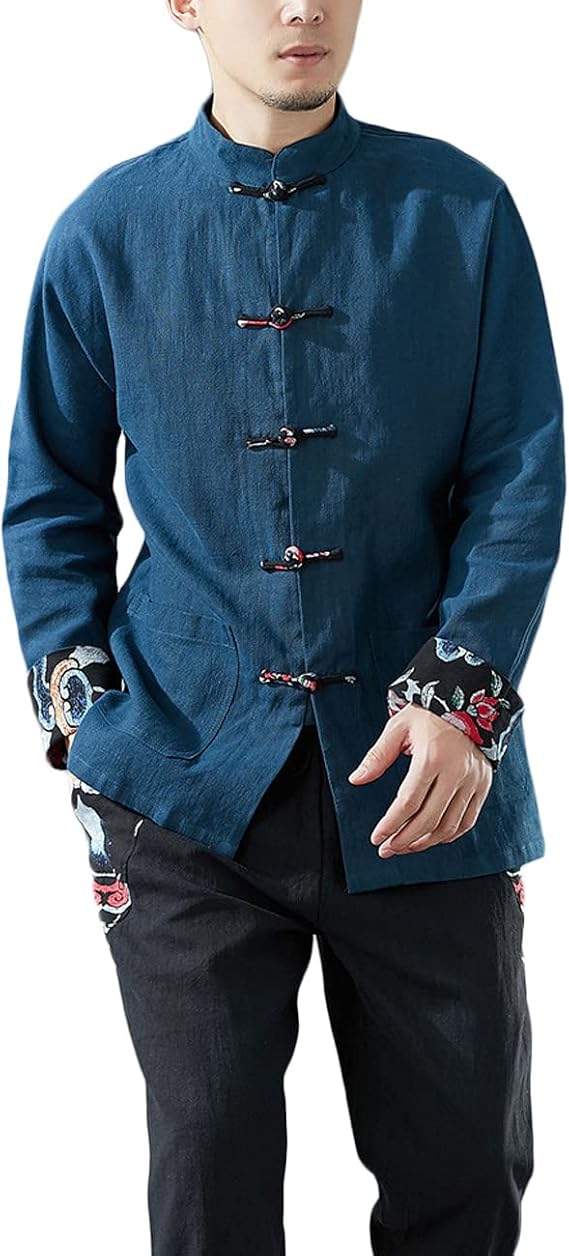 NFYM Mens and Womens Tang Suit Jacket Long Sleeve Chinese Traditional Clothes Kung Fu Shirt Tops