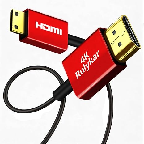 Short 8K Mini HDMI to HDMI 2.1 Cable 1.5ft/0.5m,Ultra High Speed 18Gbps Thin HDMI Cord 2.5mm,4K@60Hz Compatible with Camera,Camcorder, Tablet Graphics/Video Card, Laptop, and More