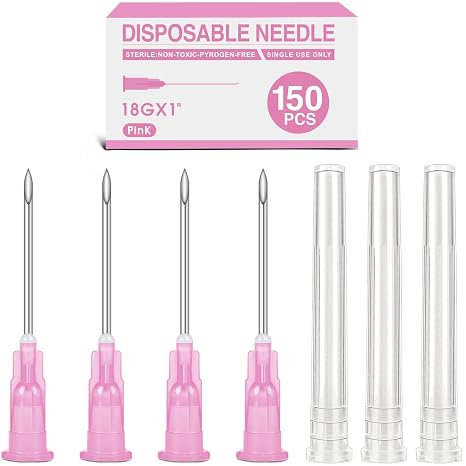 TENKAWIICK 150Pack 18Ga 1 Inch Luer Lock for Industrial Dispensing Accessories | Individually Packaged,Refilling Ink