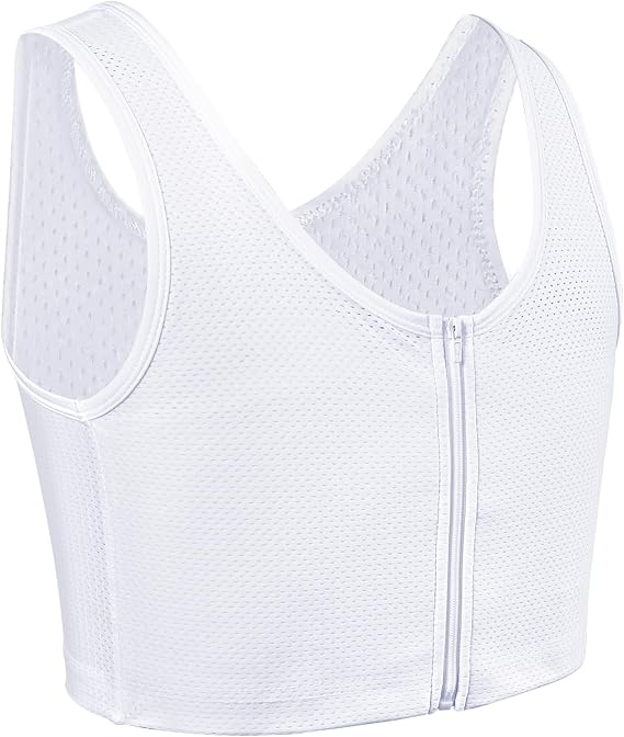 Chest Binder FTM Breathable Mesh Front Zipper Compression