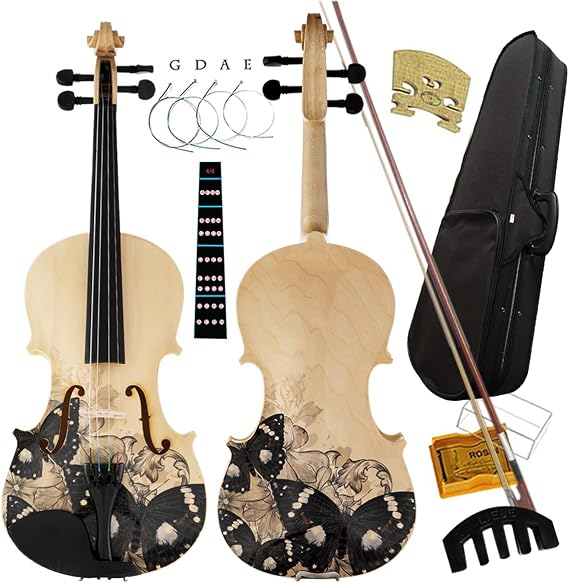 Aliyes Distinctive Artistic Violin Set Designed for Beginners/Students/adults with Hard Case,Bow,Extra Strings (4/4/Full-size)