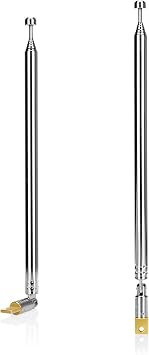ENUODA 7 Sections Telescopic 17-76cm FM Antenna,Portable Radio Antenna Replacement,Compatible with Indoor Portable Radio,Home Stereo Receiver,AV Audio Video,Home Theater Receiver TV Tuner2 Pack