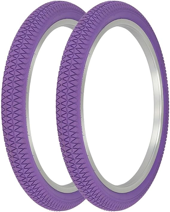 Pair of PRO+ Performance Bicycle Tires 20" x 1.95" All Purple Wall X-Performer BMX Tread P-1171
