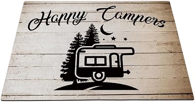 Happy Campers RV Doormat Enjoy Camper Life Camping Door Mat 23.6 x 15.7 Inch Funny Floor Mat Trailer Decorative Door Mats Non-Slip Rubber for Home Decor Housewarming Gifts