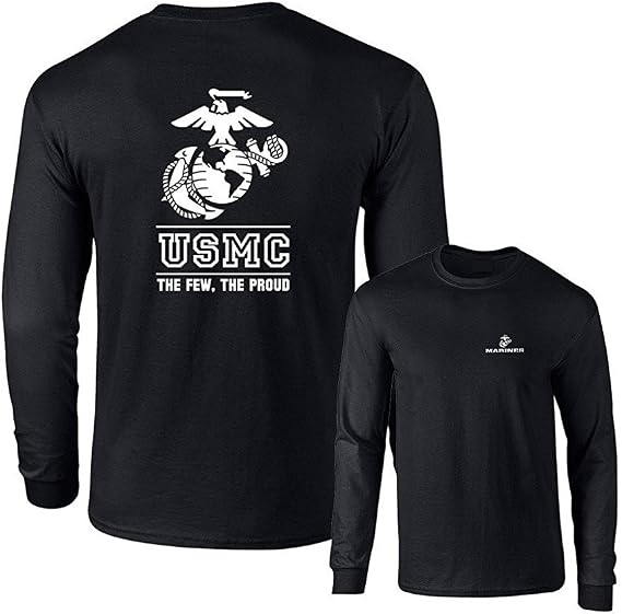 Lucky Ride Marines USMC The Few The Proud White Emblem F&B Long Sleeve T-Shirt