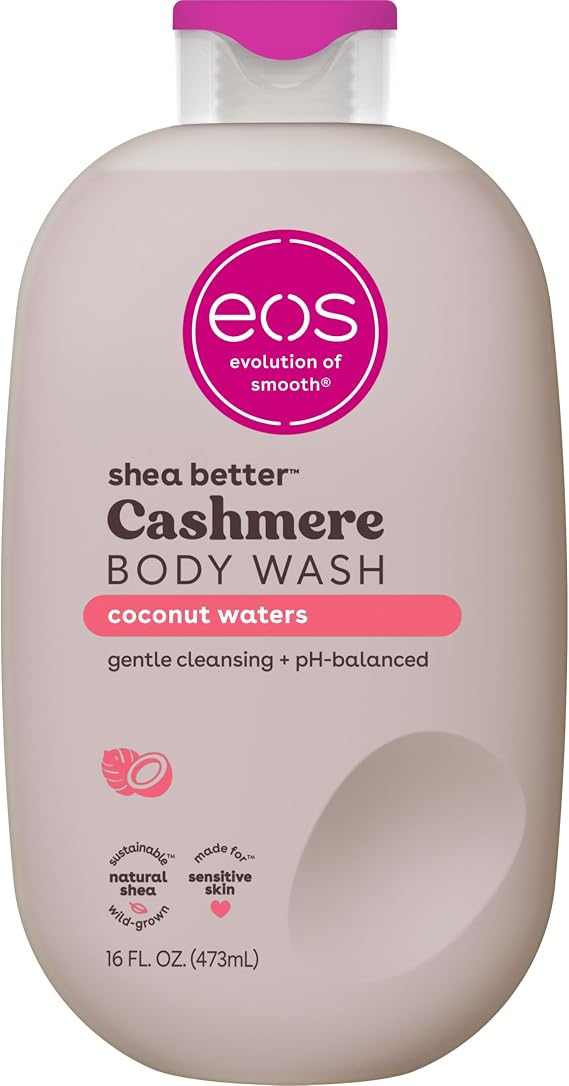 eos Shea Better Kaşmir Vücut Yıkama, Hindistan Cevizi Suları, Nemlendirici ve Besleyici, pH Dengeli Kremsi Jel Formülü, Paraben ve Ftalat İçermez, Hassas Cilt, 16 fl oz