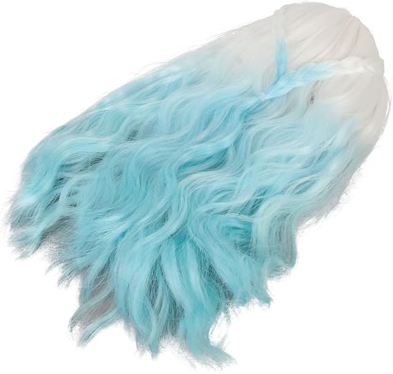 Zerodis Girl Doll Wig,Exquisite Long Curly Doll Wig for Replacement (Gradient Blue)