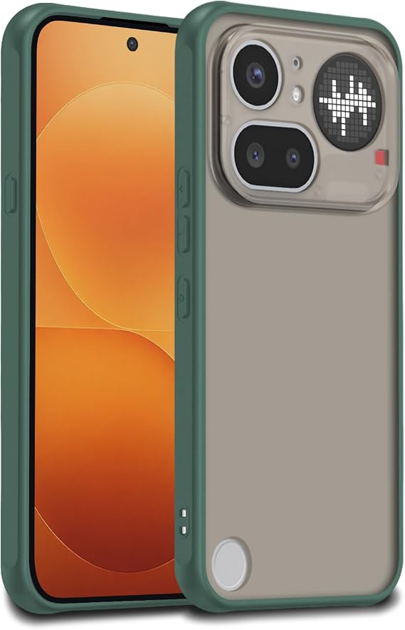 Nothing Phone 4A Pro用ケース、半透明マットハードPCバック&ソフトTPUバンパー保護電話カバー、落下防止、指紋、スリムつや消しケース、グリーン