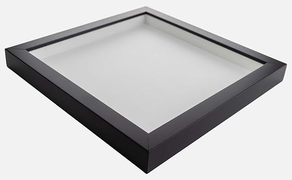 4x12 Black Shadow Box Frame - Contemporary Wood Shadow Box Complete with UV Acrylic, Backing & Hanging Hardware