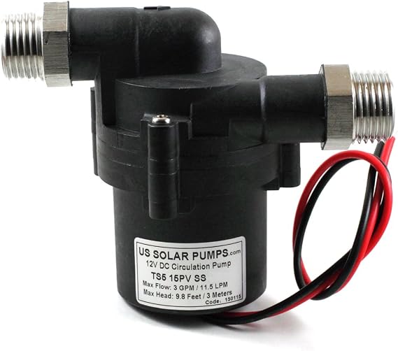 12VDC Solar Hot Water Pumps - Can handle Temperatures up to 230F and Pressures of up to 145 PSI (3.0 GPM)