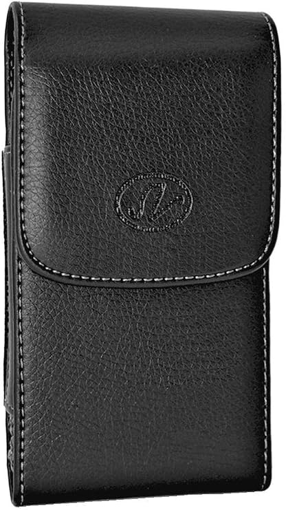 Vertical Holster Compatible for Apple iPhone 12 Mini or 13 Mini, a Leather Carrying Case with Belt Loops and Clip, Fits the Phone with a Silicone or Thin Case On