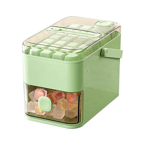 2025 Portable Ice Maker for Freezer with Ice Bin Fast, Compact Countertop Design & Storage Drawer | One-Touch Operation for Home, Office,Household & Outdoor Use (Green)