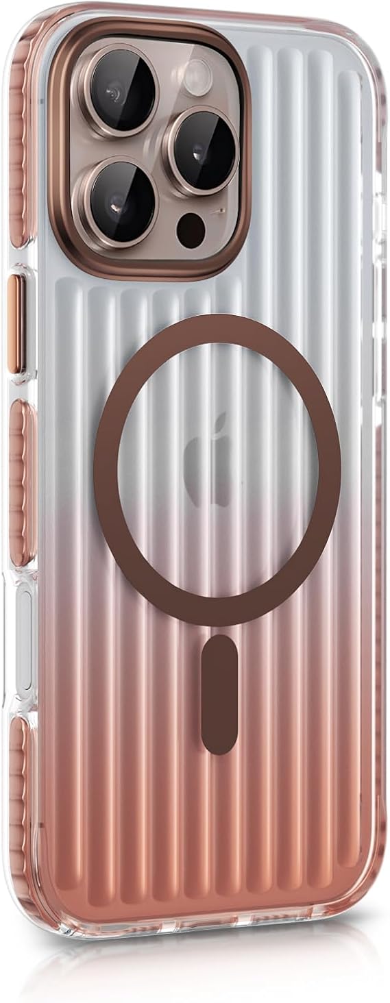 Minesk iPhone 16 Pro için Elite Serisi MagSafe ile Uyumlu Arkası Yarı Saydam Parmak izi Tutmayan ve Çizilmeyen Polikarbonat Kenarları Yumuşak Silikon Kılıf (Desert Titanium, 16 Pro)