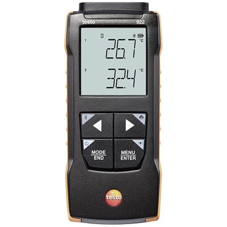 Testo 922 Digital Thermometer for Differential Temperature - Dual K Type Thermocouple for up to 1832 F - HVAC with App Compatibilit