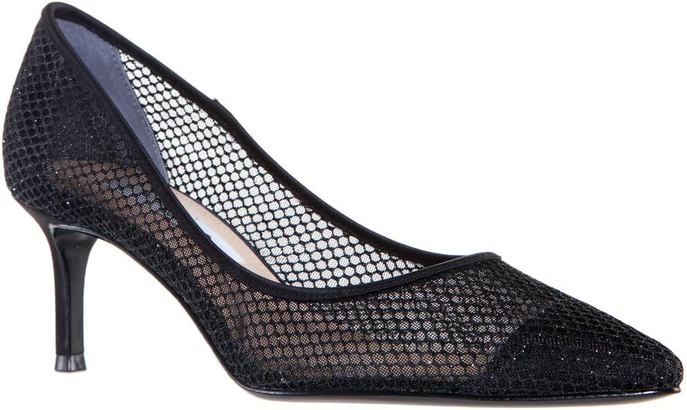NINA Niley - Women's Gunmetal Mesh Low-Heel Classic Fashion Dressy Pump Shoes - Elegant and Comfortable Women's heeled Pumps - Casual and Dress