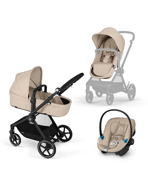 Cybex EOS 2-in-1 Baby Stroller + Aton G2 Car Seat Combo - Almond Beige