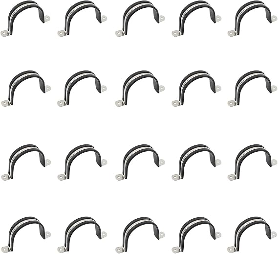 20 Pack Stainless Steel Pipe Clamps, Black, Clamps, Pipe Clamps, Wire Clamps