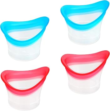 Ptwola 4pcs Eye Wash Cup Eye Wash Bath Kit Silicone Eye Cleaning Cup for Eye Rinse Portable Eye Care Tool Reusable Eye Cleaner for Quick Refresh & Relief Tired Eyes Cleaning Eye Dust Makeup Irritants