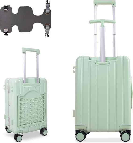 Apelila 20" Ride-On Suitcase with Seat, Double Handle Carry On Luggage with Mesh Pocket & Side Hooks, Hard Shell Spinner Wheels, TSA Lock & Seat Belt