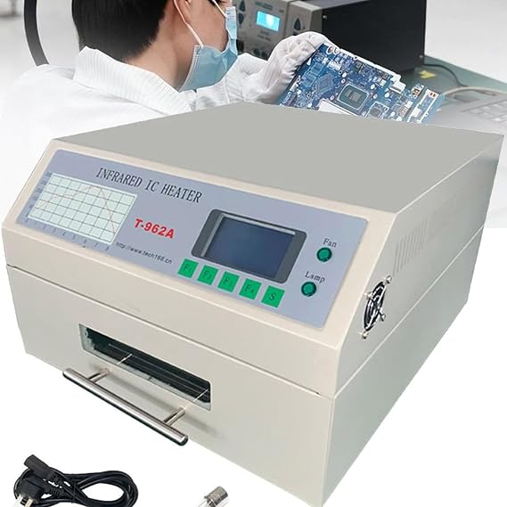 T962/T962A/T962C T-962A+ Automatic Reflow Soldering Machine, PCB Board SMD SMT BGA Rework Station Tool With Hot Air Circulation Reflow Oven Infrared IC Heater Soldering,T-962A