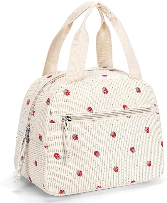 Lunch Bag for Women, Corduroy Small Insulated Lunch Box