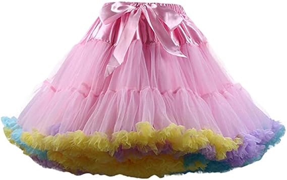 Women's Soft Puffy Tulle Petticoat Costume Ballet Dance Short Tutu Skirts Multi-layer PW L