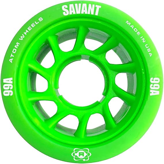 ATOM Savant Roller Wheels - Ultra Light for Perfect Speed and Control, Green 99A, Set of 8
