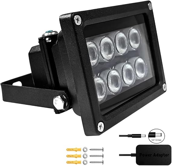 8-LED IR Illuminator,Wide Angle Flood Light for Security Cam&VRS w/Adapter