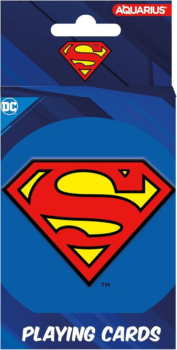 Aquarius DC Comics Superman Playing Cards Standard Size Themed Novelty Deck with 52 Unique Superhero Designs in Decorative Embossed Tin Collectible Merchandise Gift for Teens and Adults